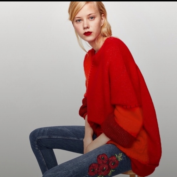 ZARA Trafaluc denimwear Embroidered Floral size 4 - Picture 2 of 6